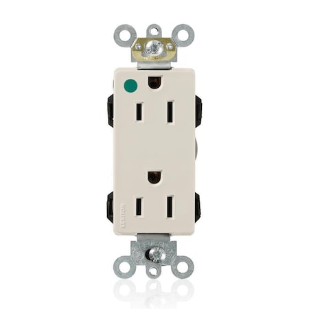 Leviton Straight Blade Receptacle, 5-15R, 15 A, 125V AC, Flush Mount, Self-Grounded M1626-HGT