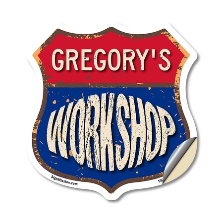 Signmission Gregory's Workshop, 12 Inch X 12 Inch, Vinyl Decal SHI-D-12-489-GREGORY
