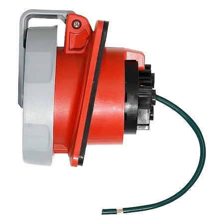 Leviton Pin & Sleeve Receptacle, 30 A, 480V AC, Single Phase, 2 Pole, IEC Grounding, Red 330R7WLEV