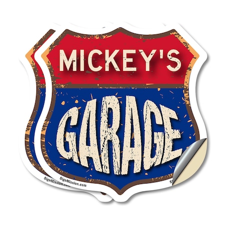 Signmission Mickey's Garage, 4 inch X 4 inch, Vinyl Decal, 2PK SHI-D-2PACK-4-383-MICKEY