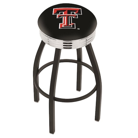 Holland Bar Stool Co 30" Blk Wrinkle Texas Tech Swivel Bar Stool, Chrome Ring L8B3C30TXTech