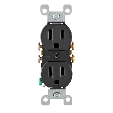 Leviton Residential Grade Duplex Receptacle, 15 Amp, 125 Volt, Black 5320-ECP