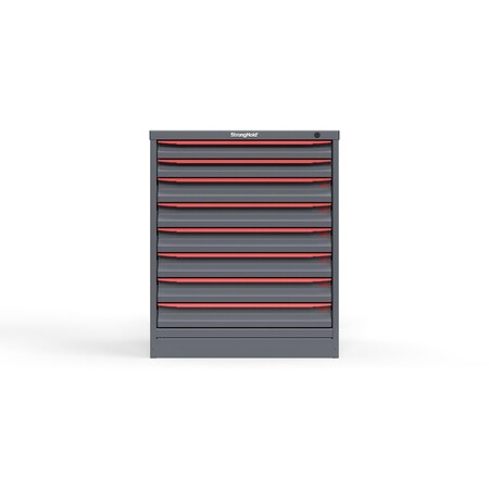 Strong Hold 8 drawer cabinet - (2x 2ft, 6x 3ft) - Red accents - Keyed Different S3036-PPDAS-0803DS