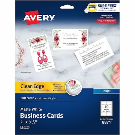 Avery Clean Edge Business Cards, True P, PK200 8871