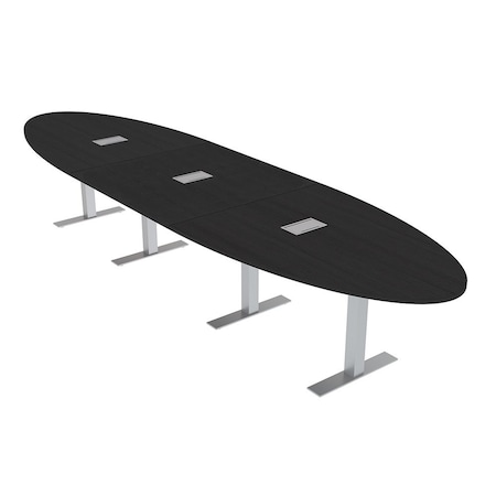 Skutchi Designs 16ft Oval Conference Table With Power | Harmony Series | 14 Person Meeting Room Table HAR-OVL-48X192-T-U999ST19-ESIL