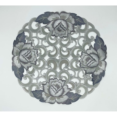 Sinobrite 8 in. Gunmetal Cutout Rose Doily H9224-008