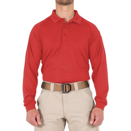 First Tactical PERFORMANCE POLO LONG SLEEVE, 100% Polyester, Button, 1 Pocket(s), Red, L 111503
