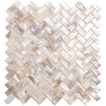 Apollo Tile Concha 10.6 in. x 11 in. Polished White, Beige Shell, Mother of Pearl Mosaic Wall Tile 2PK APLSMA88HB01A