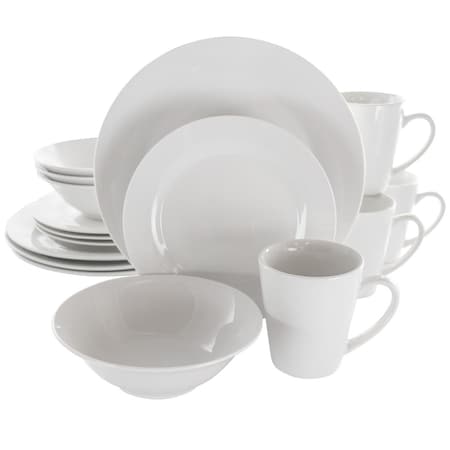 Fastfood 16 Piece Marshall Porcelain Dinnerware Set, White FA1668525
