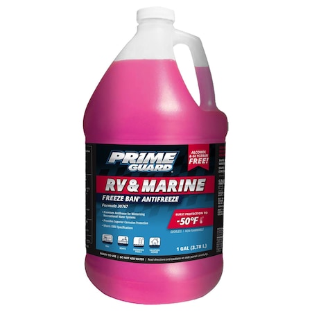 Prime Guard Prime Guard -50 Degree F RV & Marine Premium Pink Antifreeze, Glycerin Free - Gallon PRIM95006