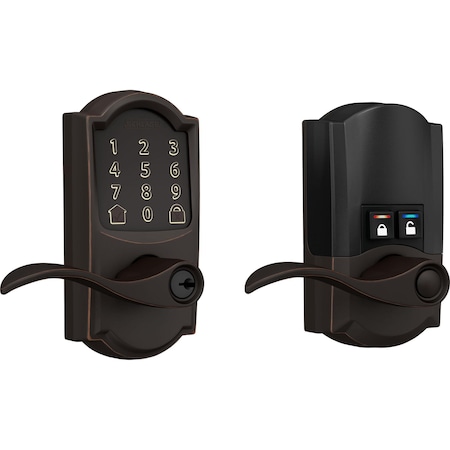 Schlage Residential FE789WBVCAM716ACC 16-300 10-063 Accent / Camelot Encode Lever - Aged Bronze FE789CAM716ACC