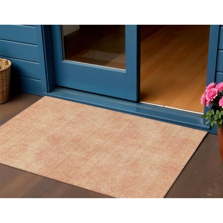 Homeroots 3' X 5' Peach Washable Indoor Outdoor Area Rug 598836