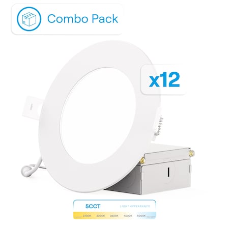 Infibrite 4 In 5CCT Selectable White 9 Watt 850LM 0-10V Dimmable LED Light 120-277V, 12PK IB-001-18-9W-10V-12PK