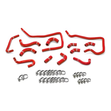 Hps Performance High Temp Reinforced Silicone Ancillary Coolant Hose Kit, Red,  57-1805-RED