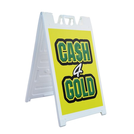 Signmission Cash For Gold, A-Frame & 2 Decals Installed, Heavy-Duty Plastic Frame SBHD-D-2436-Cash For Gold
