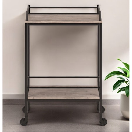 Homeroots Gray and Black Steel Rolling Bar Cart 530447