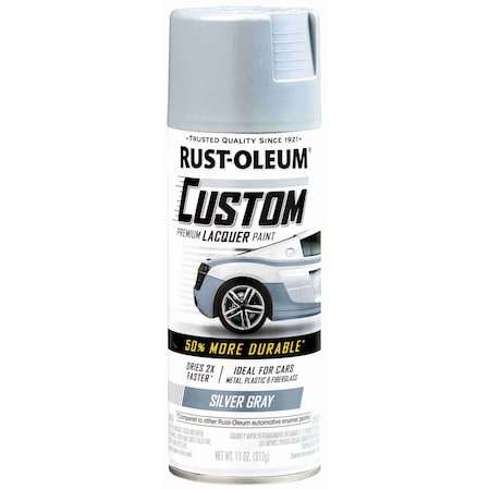 Rust-Oleum Automotive Premium Custom Lacquer Spray Paint, Matte Silver Gray, 11 oz. 340569