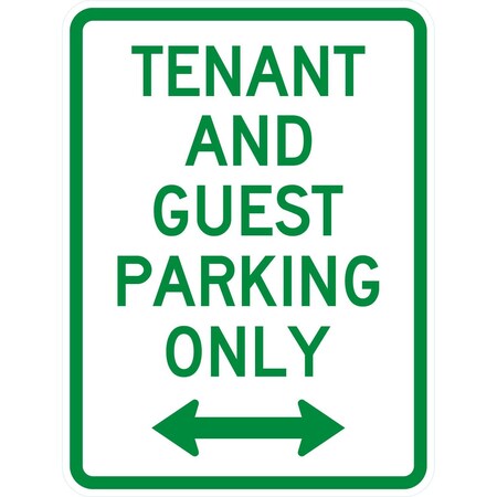 Lyle Tenant and Guest Parking Only with bidirectional arrow, 18x24, High Intensity Prismatic, White G-10468-HI_18x24