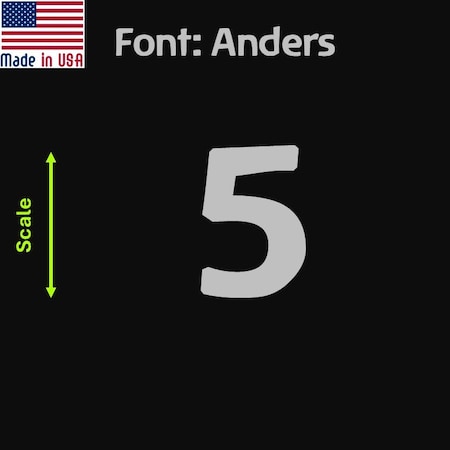 Aacc Self-Adhesive Vinyl Number: 5, Size: 40 cm. Color: Silver Font: Anders, 24PK AACC-Anders-N5-Silver-M40x24