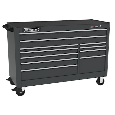 Proto 550 Series Rolling Tool Cabinet, 11 Drawer, Dual Black, Steel, 66 in W x 27 in D x 46 in H J556646B-11DB