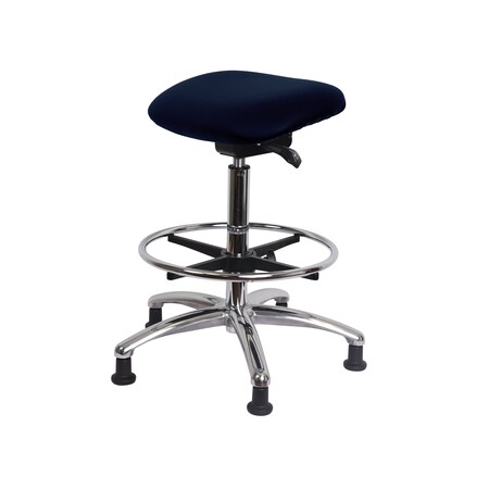 Blue Ridge Ergonomics Vinyl Sit-Stand Chrome-Standing Height with Chrome Foot Ring Stationary Glides in Ink Voyager Vinyl VSTSS-CR-CF-RG-2014