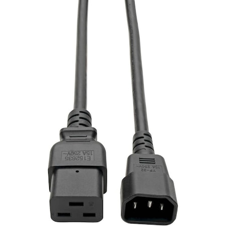 Eaton Tripp Lite Series Power Cord, C19 to C14 - Heavy-Duty, 15A, 250V, 14 AWG, 10 ft. 3.05 m, Black P047-010
