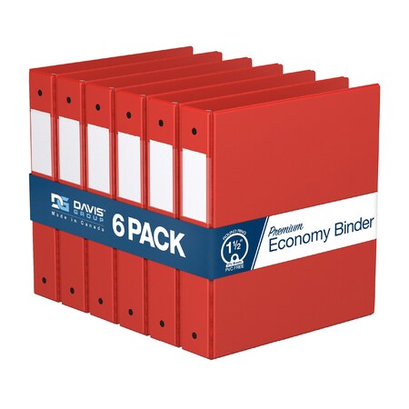 Davis Group Premium Economy, Round Ring, Binder, (Red, 1.5"), PK6 2312-03-06