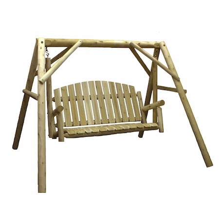 Homeroots 87" Natural Solid Wood Swing Chair 370273
