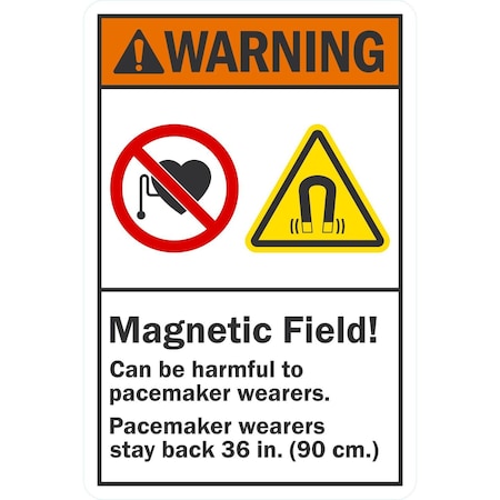 Lyle Warning Magnetic Field! Can Be Harmful To Pacemaker, 12x18, Non-Reflective, White G-4800-NA_12x18