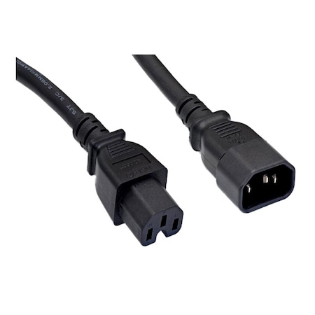 Cable Wholesale CableWholesale  6 ft. C14 to C15 14AWG 15A UL SJT Power Cord, Black 10W2-07106