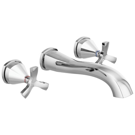 Delta Stryke Two Handle Wall Mount Bathroom Faucet Trim, 9.34 in, Lumicoat Chrome T35766LF-PR-WL