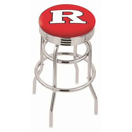 Holland Bar Stool Co 30" Chrome 2-Ring Rutgers Swivel Bar Stool, Accent Ring L7C3C30Rutger