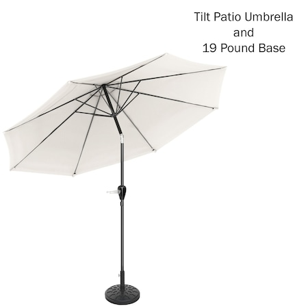 Pure Garden 10-Foot Outdoor Tilting Patio Umbrella and Base, Tan 50-100-TB