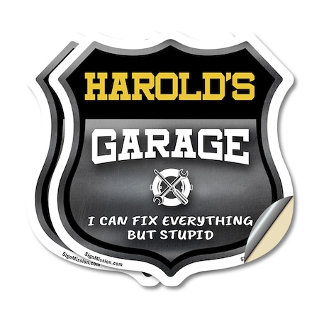 Signmission Harold's Garage I Can Fix Everything But Stupid, 4 inch X 4 inch, Vinyl Decal, 2PK SHI-D-2PACK-4-490-HAROLD
