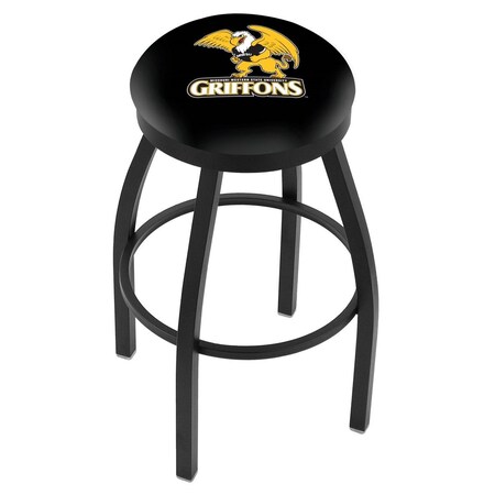 Holland Bar Stool Co 25" Blk Wrinkle Missouri Western State Swivel Bar Stool, Accent Ring L8B2B25MOWSt
