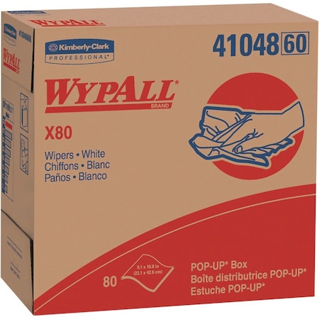 Wypall WypAll Power Clean X80 Heavy Duty Cloths (41048), Pop-Up Box, White, 80 Sheets / Box, es / Case, PK5 41048