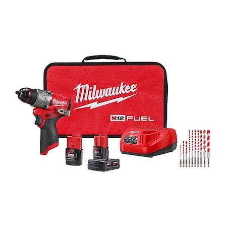 Milwaukee Tool Hammer Drill Kit, 1/2", 33.3 ft-lb 3404-22, 48-20-9058