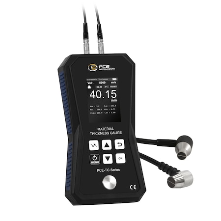 Pce Instruments Ultrasonic thickness gauge, 1-300 mm range with 5 MHz probes and 1500-value memory PCE-TG 150A