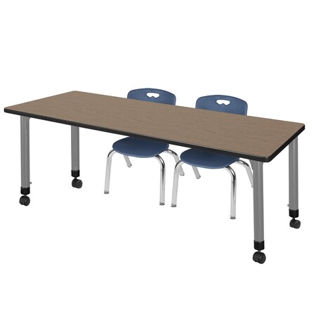 Regency Kee Mobile Adjustable Classroom Table W/ 2 Andy Mobile Chairs, 72 in W, 30 in L, Noble Oak MT7230NOAPCGY45NV