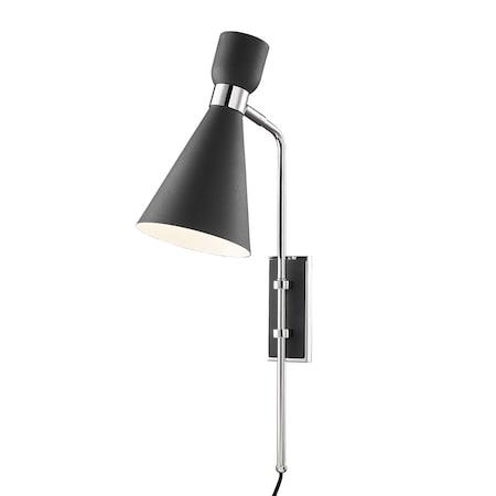 Mitzi Willa 1 Light Plug-In Sconce 32 In. Polished Nickel/Black HL295101-PN/BK