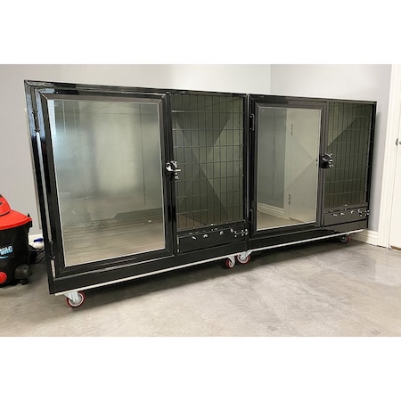 K9 Kennel Store Quick N Clean Side By Side Jumbo Galvanized Cage Banks QCGVSBSJCB2