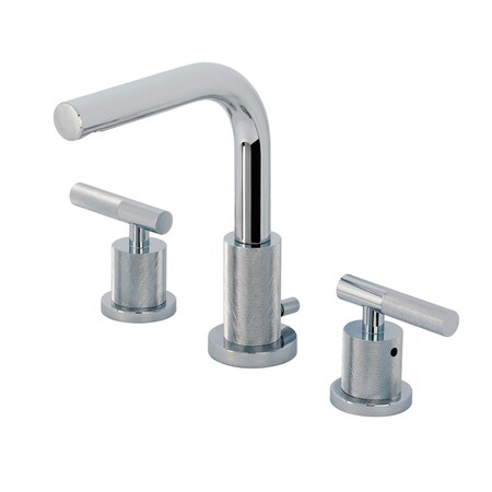Kingston Brass Widespread Bathroom Faucet with Knurled Handle and Brass Pop-Up, Polished Chrome FSC8951KNL