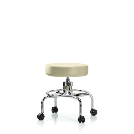 Blue Ridge Ergonomics Screw-Lift Stool, Vinyl, CR, Casters, Wht BR-VSLMD-CR-RC-8501