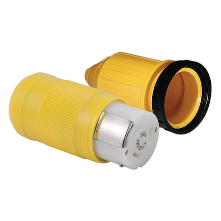 Marinco Replacement Connector, 50 Amp, Female Ends, Yellow, 3 Pole, 4 Wire, With Packaging 6364CRV.VPK