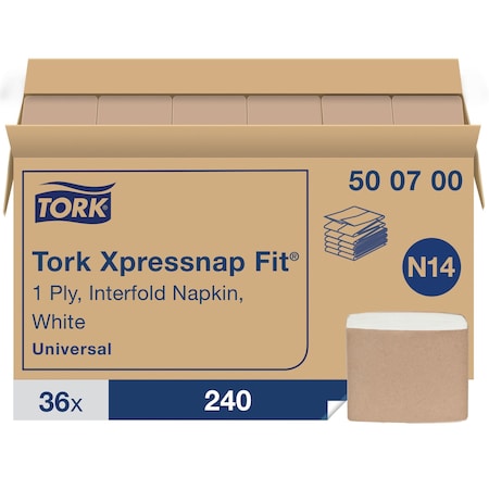Tork Disposable Napkins, Interfold, White, PK36 500700