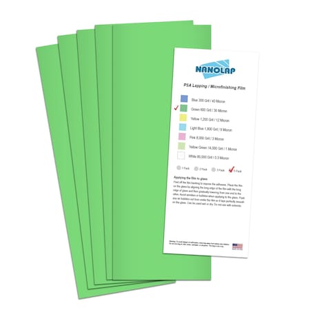 Nanolap PSA Lapping Film, 5 Pc 30 Micron (600 Grit), 4-0.25 in x 11 in Microfinishing Fine Sanding Paper 61595N