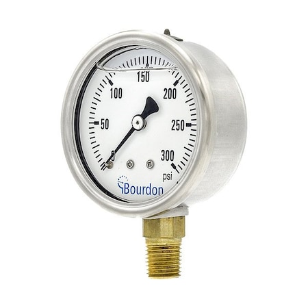 Bourdon Pressure Gauge, 1/4 in NPT, Bottom Location MAX3-D52.H25
