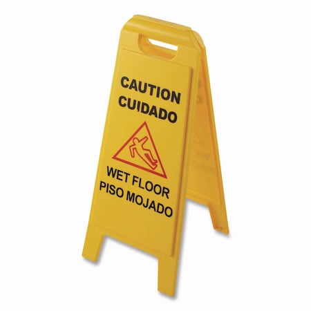 Carlisle Foodservice Wet Floor Sign (English/Spanish), 11 x 25 x 25, Yellow 3690000