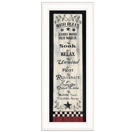 Homeroots Bath Rules 4 White Framed Print Bathroom Wall Art 406521