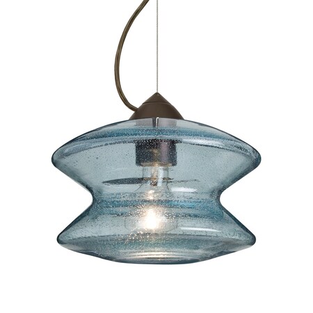 Besa Lighting Besa Zen Cable Pendant, Blue Bubble, Bronze Finish, 1x 60W MAX E26 Base 1KX-ZENBL-BR